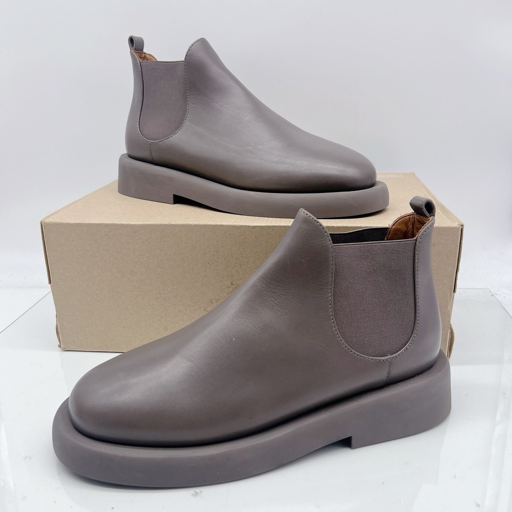 Marsell Gommello MMG473 Chelsea Ankle Boots Taupe Brown Leather Wms EU 38 US 8